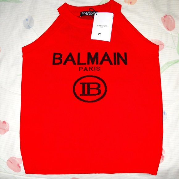 Balmain Tops - Balmain Women Sleeveless Halter Neck Crop Top - Size M